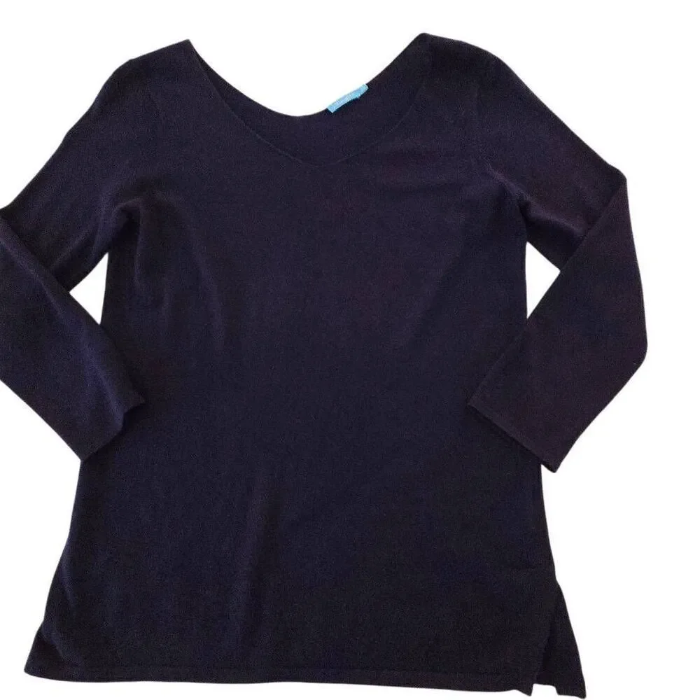 J. McLaughlin Womens Cotton Blend Pullover Sweater Navy Blue Size XS
